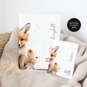 U-Heft Hülle/Impfpass personalisiert "Fuchs" – Geschenk Geburt Mädchen/Junge und Neugeborenes – Geschenkidee Schutzhülle Untersuchungsheft