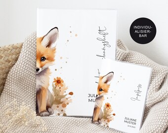 U-Heft Hülle/Impfpass personalisiert "Fuchs" – Geschenk Geburt Mädchen/Junge und Neugeborenes – Geschenkidee Schutzhülle Untersuchungsheft