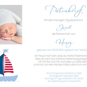 Godparent letter Ship personalized as a baptism gift from the godchild to the godfather or godmother godparent certificate and baptismal certificate image 3