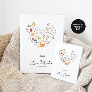 UHeft Hülle "Natur" mit Impfpass und Name personalisiert – Schutzhülle Untersuchungsheft als Babygeschenk zur Geburt