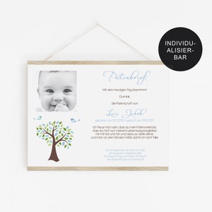 Godparent letter baptism Tree of Life baptism gift for godchild personalized godparent certificate boy baptism letter digital PDF image 4