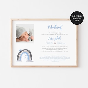 Godfather letter baptism "Rainbow" personalized gift for the baptism of the godchild with photo // reminder godmother or godfather