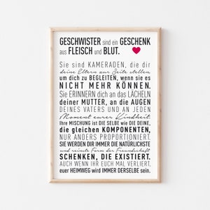 Poster gift sister or brother – sibling love – sisterly love – declaration of love – birthday gift