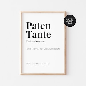 Geschenk "Patentanten sind wie Mamas" Definition personalisiert – Karte Geburtstag Patentante – Patenbrief Taufe als Taufgeschenk