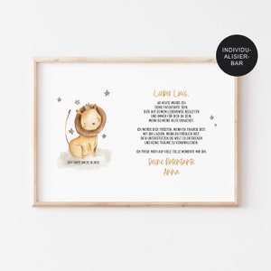 Godparent letter baptism "Lion" – personalized baptism gift for godchild – sponsorship certificate and gift for boy – baptism letter – PDF