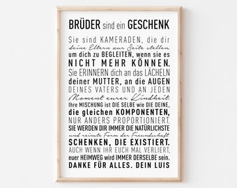 Poster "Bruder" personalisiert als Geschenk zum Geburtstag // Geschwisterliebe & Bruderliebe
