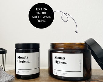 Tampon storage "Menstrual Hygiene" // Dispenser and box in the form of a brown glass jar for the bathroom // Housewarming gift idea