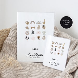 U-Heft Hülle "Boho" mit Impfpass personalisiert für Mädchen & Jungen – Untersuchungsheft und Schutzhülle mit 3 Fächern – Babygeschenk Geburt