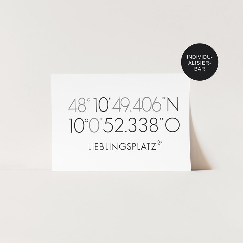 Koordinaten Bild & Poster Lieblingsplatz personalisiert für Zuhause // Familienposter als Einzugsgeschenk oder Umzug in Schwarz Weiß Bild 4