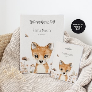 UHeft Hülle Impfpass "Fuchs" personalisiert im Set – Untersuchungsheft Baby Kind – Schutzhülle – Babygeschenk Geburt