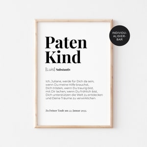 Patenbrief Patenkind Definition – Geschenk Taufe personalisiert – Taufgeschenk für Junge oder Mädchen