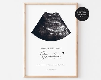 Star Child Remembrance Poster Personalized with Ultrasound Image - Keepsake Miscarriage - Loss of Baby - Stillbirth