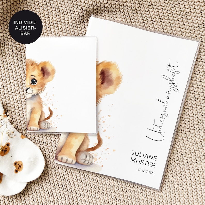 U-booklet cover/vaccination certificate personalized Lion gift birth baby boy and newborn gift idea protective cover examination booklet image 3