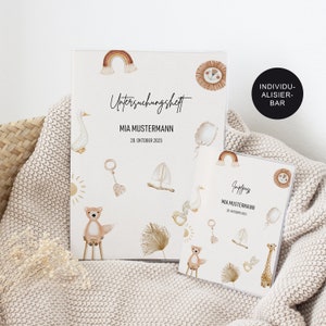 U-Heft Hülle und Impfpass "Boho" personalisiert für Mädchen und Junge mit Namen im Set – Geschenkidee Eltern zur Geburt Neugeborenes u. Baby