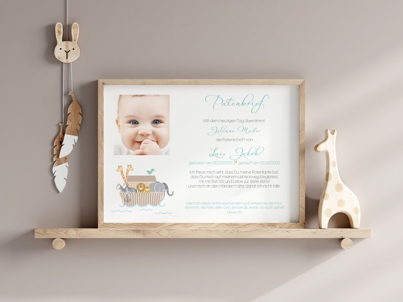 Godparent letter baptism Arche personalized to the godchild gift for baptism boy godparent certificate and baptism letter image 5