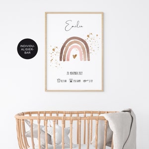 Birth board poster Rainbow with personalized birth data birth poster gift for birth birth picture image 2