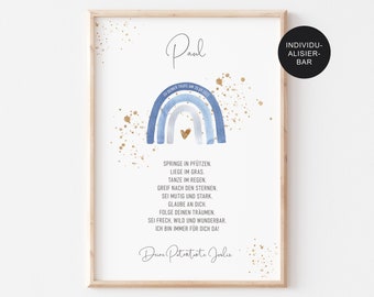 Godparent letter baptism "Rainbow" - gift baptism godchild personalized - godparent certificate and baptism gift boy - baptism letter - PDF