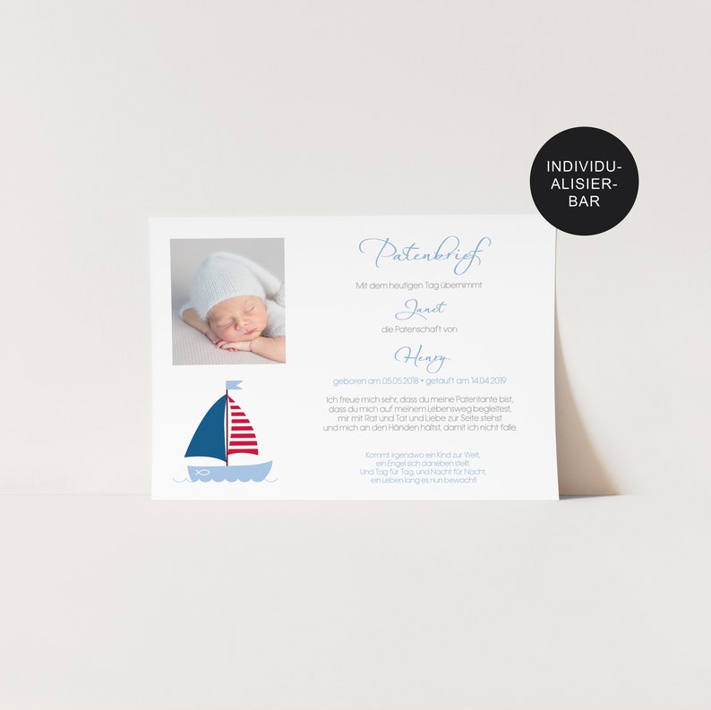 Godparent letter Ship personalized as a baptism gift from the godchild to the godfather or godmother godparent certificate and baptismal certificate image 4