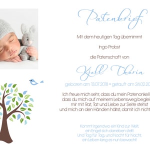 Godparent letter baptism Tree of Life baptism gift for godchild personalized godparent certificate boy baptism letter digital PDF image 6