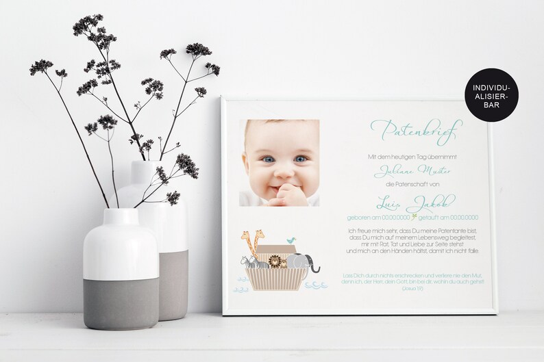 Godparent letter baptism Arche personalized to the godchild gift for baptism boy godparent certificate and baptism letter image 3