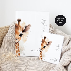 U-Heft Hülle/Impfpass personalisiert "Giraffe" – Geschenk zur Geburt Baby Junge oder Mädchen – Geschenkidee Schutzhülle Untersuchungsheft