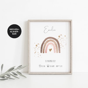 Birth board poster Rainbow with personalized birth data birth poster gift for birth birth picture image 4