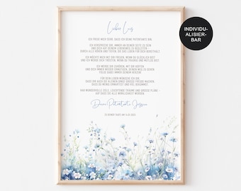 Godparent letter gift baptism "Flower" personalized to your godchild - godparent certificate as a souvenir for boys - baptism letter - PDF