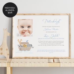 Godparent letter baptism Arche personalized for godparents godmother or godfather baptism gift for godchild godparent certificate with photo image 3