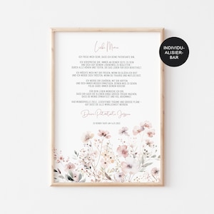 Patenbrief Taufe "Flower" – Taufgeschenk Patenkind personalisiert – Patenurkunde und Geschenk für Mädchen – Taufbrief – PDF