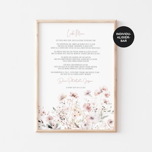 Godparent letter baptism "Flower" - personalized baptism gift for godchild - godparent certificate and gift for girls - baptism letter - PDF