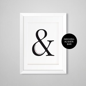 Poster: Hochzeitsgeschenk personalisiert mit Namen Brautpaar, persönlichen Daten, SchwarzWeiß, Typographie, Geschenk Hochzeitspaar Bild 2