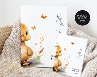 U-booklet vaccination certificate cover personalized "Duck" with name - gift birth girl/boy newborn - gift idea examination booklet