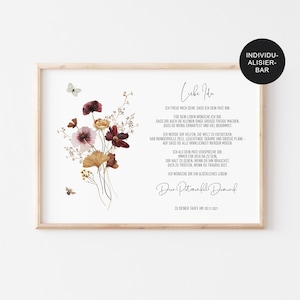 Patenbrief Taufe "Wildblumen" personalisiertes Taufe Geschenk Mädchen und Patenkind – Patenurkunde mit Taufspruch