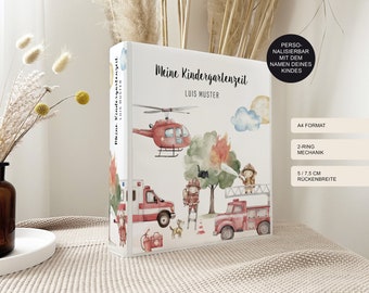 Personalized "Fire Department" Kindergarten Folder with Name as a Gift / Collection Folder, Drawing Folder, Ring Binder for Nursery, School or Daycare / A4