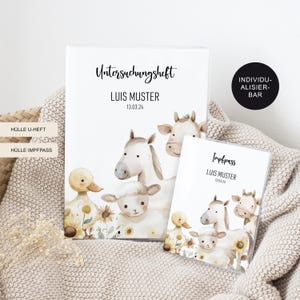 U-Heft Hülle/Impfpass personalisiert BAUERNHOF – Geschenk Geburt Baby und Neugeborenes – Geschenkidee Schutzhülle Untersuchungsheft