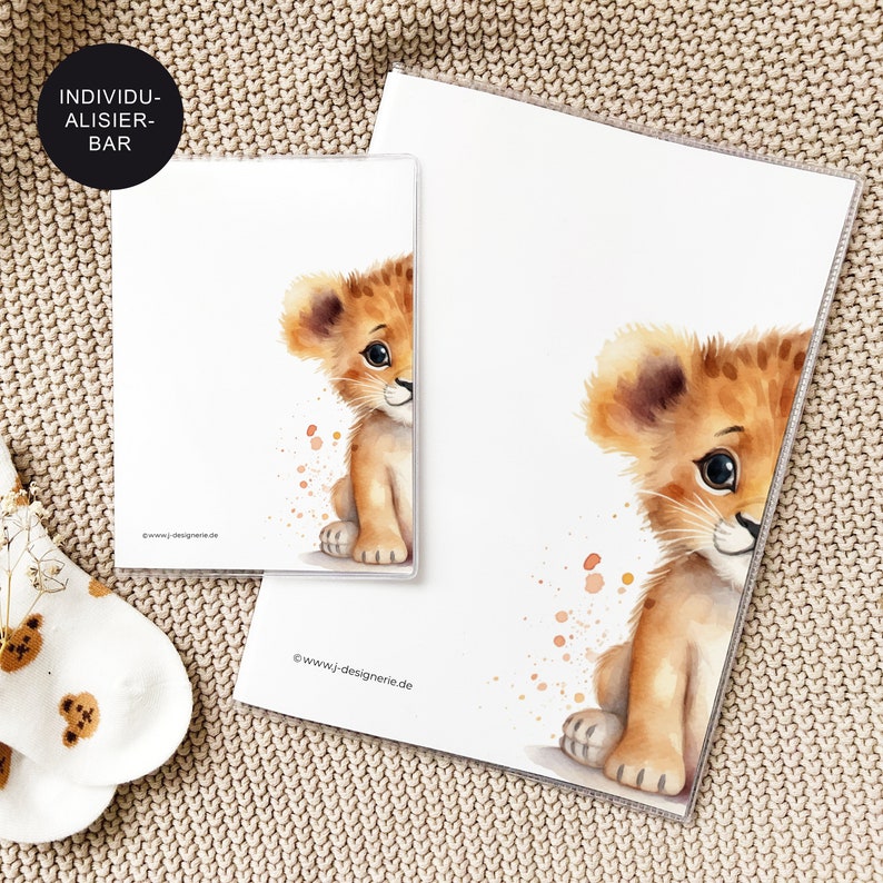 U-booklet cover/vaccination certificate personalized Lion gift birth baby boy and newborn gift idea protective cover examination booklet image 4