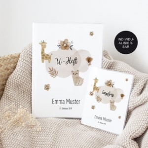U-Heft Hülle mit Impfpass Set personalisiert – Geschenk Geburt Taufe Mädchen Junge – Schutzhülle – Umschlag – 3 Fächer – Namen