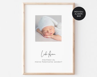Godmother/Godfather questions personalized with photo // Do you want to be/be my godmother // Announcement as a poster
