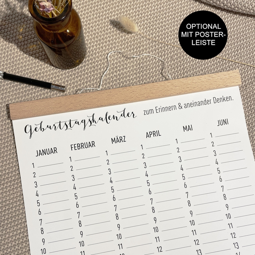 Kalender Geburtstag immerwährend/mehrjährig zum selbst Eintragen und 