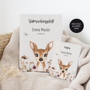 UHeft Hülle Impfpass "Rehkitz" personalisiert im Set – Untersuchungsheft Baby Kind – Schutzhülle – Babygeschenk Geburt