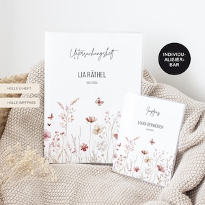 U-Heft Hülle/Impfpass personalisiert "Flower III" – Geschenk Geburt Baby Mädchen und Neugeborenes – Geschenkidee Untersuchungsheft
