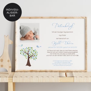 Godparent letter baptism Tree of Life baptism gift for godchild personalized godparent certificate boy baptism letter digital PDF image 3