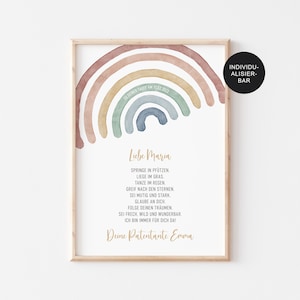 Godparent letter "Colorful Rainbow" personalized as a baptism gift to the godchild - godparent certificate and godparent certificate