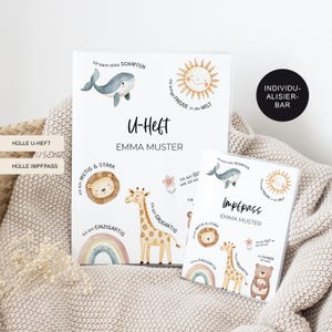 U-Heft Hülle/Impfpass personalisiert "Affirmation" – Geschenk Geburt Baby und Neugeborenes – Geschenkidee Schutzhülle Untersuchungsheft