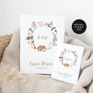 U-Heft Hülle Impfpass "Waldtiere" personalisiert für Mädchen/Jungen – Untersuchungsheft Baby oder Kind – Geschenk werdende Eltern