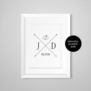 Kunstdruck Hochzeit Mit Initialen Monogramm Etsy