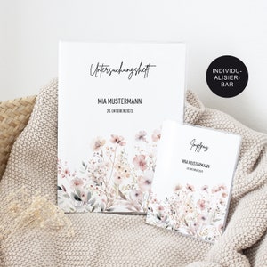 U-Heft Hülle Impfpass "Flower" mit Namen personalisiert für Mädchen & Babys – Schutzhülle Untersuchungsheft – Geschenk Neugeborene Geburt
