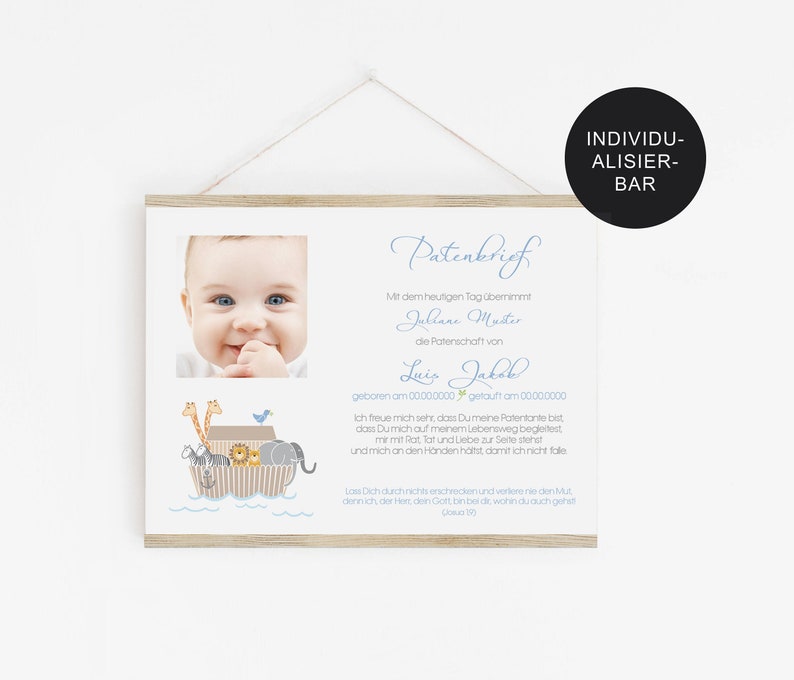 Godparent letter baptism Arche personalized for godparents godmother or godfather baptism gift for godchild godparent certificate with photo image 4