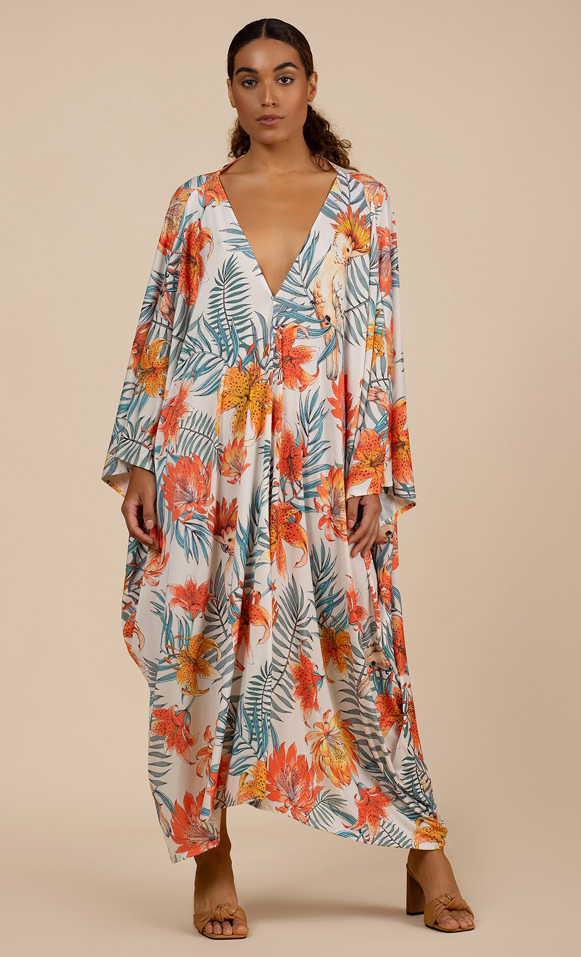 Maxi Kaftan Kleid Strandmode Tropical Print Luxus Etsy