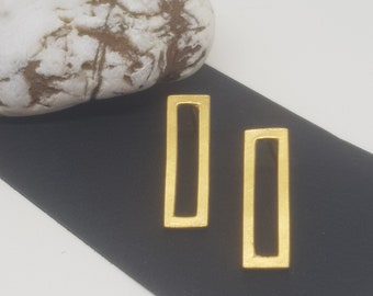 Nuria by Fedha - simple, minimalist, geometric studs in vermeil, gold on silver